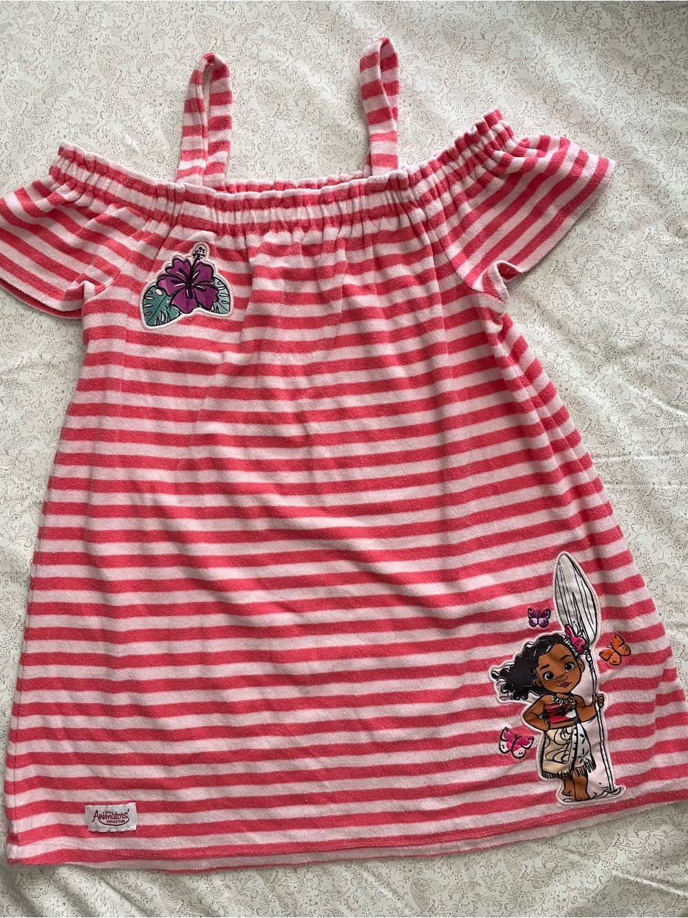 Disney Animators Collection Moana Striped Cover Up Dress Girls 7/8 Striped